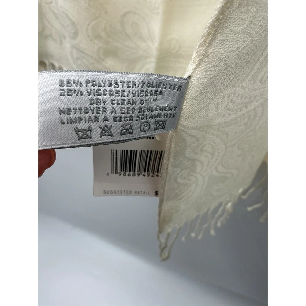 Liz Claiborne Ivory Scarf Wrap Fringe Elegant Holiday‎ Gift NWT
